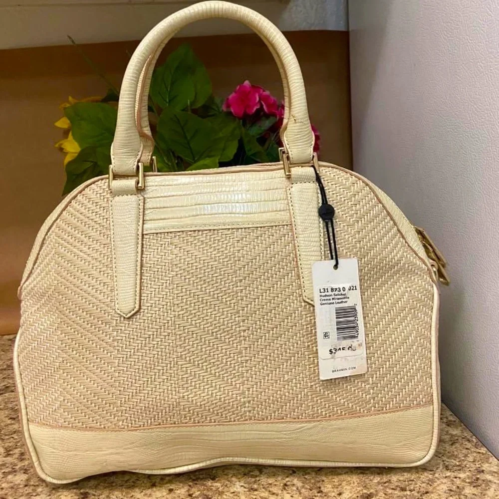 Brahmin Cream Hudson Satchel